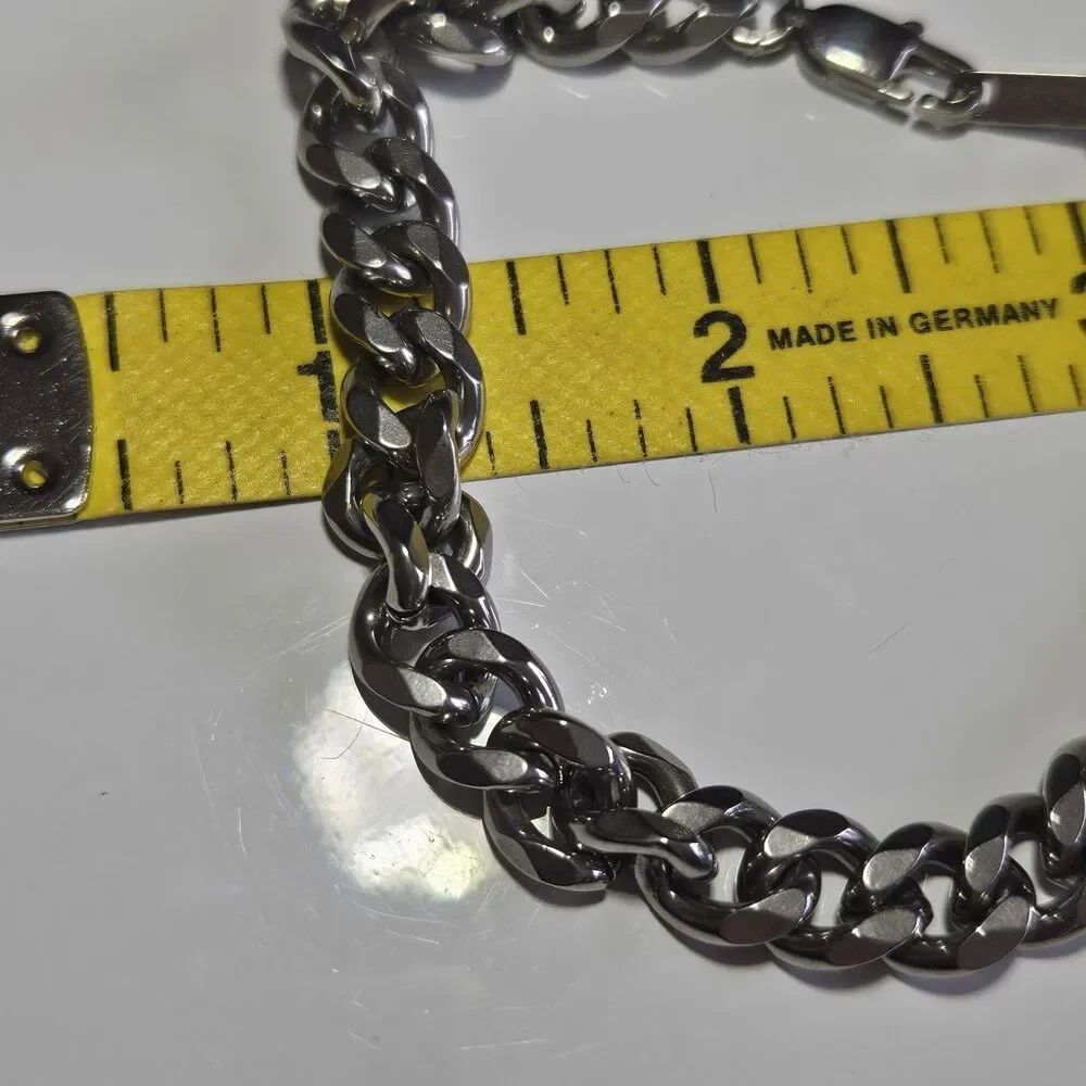 Men's Solid Polished Stainless Steel Cuban link Bracelet 8.5